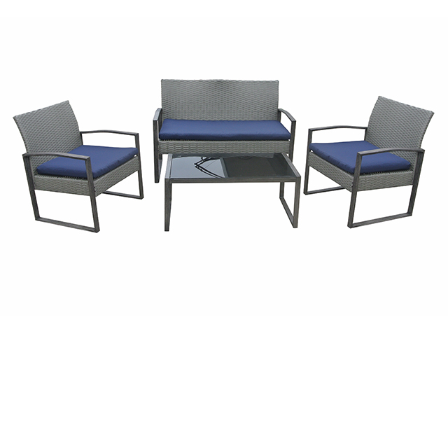 Stellahome Wicker Patio Furniture Outdoor Conversation Sets 4 Piece Grey Cushioned